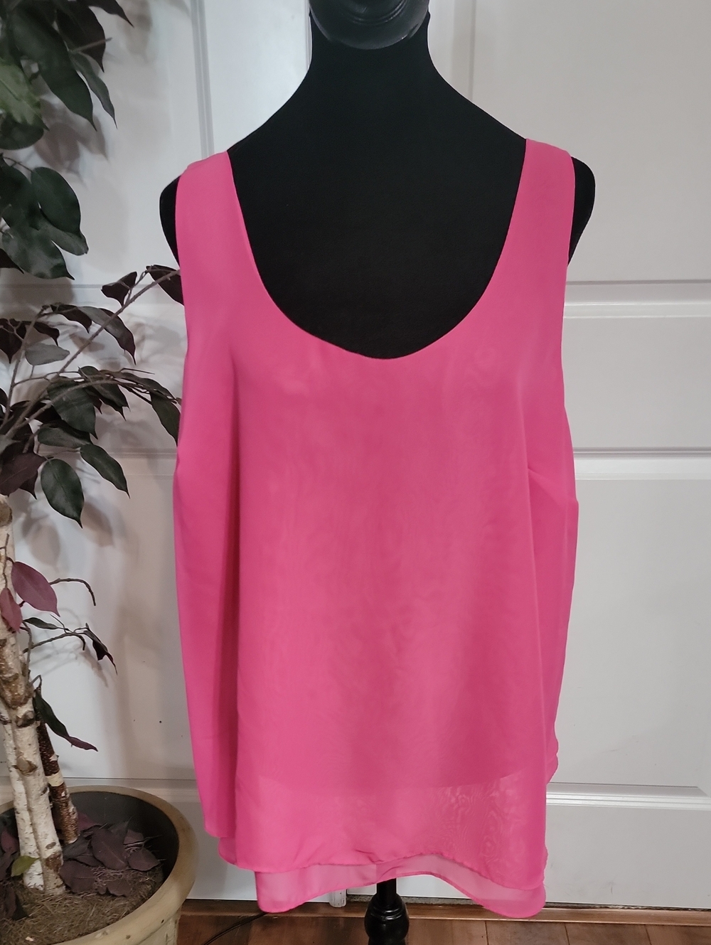 Old Navy Bright Pink Layered Scoop Neck Camisole